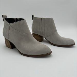 TOMS Leilani Drizzle Grey Suede Ankle Boots Women's Size 7 Western Chunky Heel